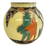 A RARE CARLTON WARE ‘RED DEVIL’ ART DECO PORCELAIN GLOBULAR VASE, CIRCA 1937 With everted rim,