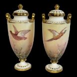 JAMES EDWIN DEAN, 1863 - 1935, FOR MINTONS, A PAIR OF FINE MINIATURE BONE CHINA CAMPANA FORM