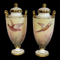 JAMES EDWIN DEAN, 1863 - 1935, FOR MINTONS, A PAIR OF FINE MINIATURE BONE CHINA CAMPANA FORM