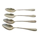 A SET OF FOUR EARLY 19TH CENTURY AMERICAN COIN SILVER BASTING SPOONS, CIRCA 1830 - 1850 Fiddle