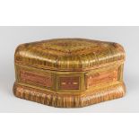A LATE 19TH CENTURY NAPOLEONIC PRISONER OF WAR STRAW WORK BOX. With a cotton lined interior. (h