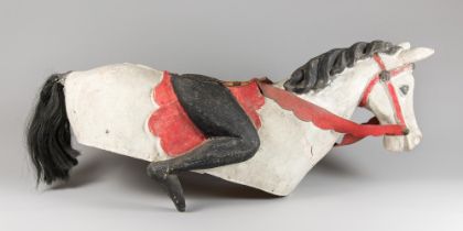 A LARGE EARLY TO MID-20TH CENTURY FRENCH PAPIER MACHE THEATRE HORSE FIGURE. This theatre artefact