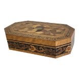 THOMAS BARTON, 1870 - 1903, A FINE TUNBRIDGE WARE WALNUT AND ROSEWOOD BOX AND COVER, CIRCA 1880