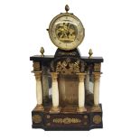 AN EARLY 19TH CENTURY AUSTRIAN AUTOMATON CLOCK With circular silvered dial centred with a gilded