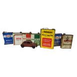 A COLLECTION OF VINTAGE ENAMEL MOTOR VEHICLE OIL CANS Comprising Esso, BP, Antar, Avia, together