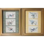 A PAIR OF 19TH CENTURY CHINESE WATERCOLOUR ON RICE PAPER, BIRD STUDIES Exotic birds with flowers and