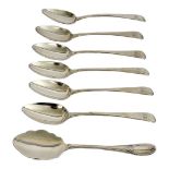 A SET OF SIX GEORGIAN HALLMARKED SILVER SPOONS BY THOMAS WILLS & JONATHAN HAYNE, 1810 - 1831 Along