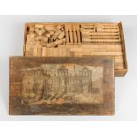 A LATE 19TH/EARLY 20TH CENTURY GERMAN SET OF PINE BUILDING BLOCKS. A rare oversized set of pine