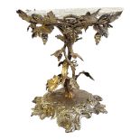 WIDDOWSON AND VEALE, A 19TH CENTURY SILVER PLATE AN CUT GLASS CENTREPIECE Organic form with scrolled