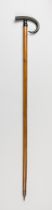 A VICTORIAN SWISS ALPINE WALKING STICK WITH CHAMOIS HORN HANDLE. (86cm). Provenance: Private English