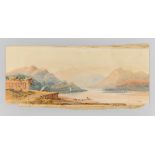 IN THE MANNER OF AUGUSTUS OSBORNE LAMPLOUGH, A 19TH CENTURY EGYPTIAN WATERCOLOUR LANDSCAPE.