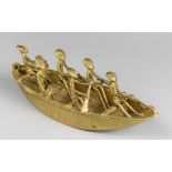 A 20TH CENTURY AFRICAN ASHANTI BRASS AKAN GOLDWEIGHT BOAT. Akan people, Ghana, West Africa. Akan