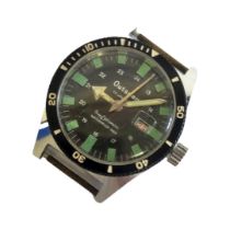 OUTSPAN, A VINTAGE STAINLESS STEEL GENT’S DIVER WRISTWATCH Enamel black bezel marked with world