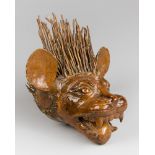 A MID 20TH CENTURY ROOT BEAST SCULPTURE. Made from a tree root and glazed with a light varnish. A