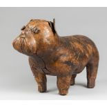 A MID 20TH CENTURY LEATHER BULLDOG BY DIMITRI OMERSA FOR ABERCROMBIE & FITCH, RETAILED BY LIBERTY OF