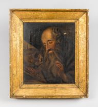 A MID TO LATE 19TH CENTURY CONTINENTAL MOMENTO MORI OIL ON CANVAS IN GILT WOOD FRAME. Painting