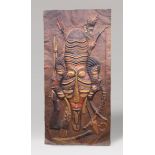 A LARGE AFRICAN TRIBAL FOLK ART COPPER PANEL