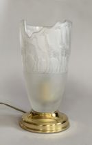 A NACHTMANN CRYSTAL GIRAFFE LAMP. Graduated relief giraffes along with a scalloped rim that