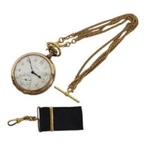 WALTHAM, AN EARLY 20TH CENTURY GOLD PLATED GENTS POCKET WATCH Having arabic number markings and