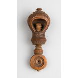 AN EXCEPTIONAL QUALITY EARLY 19TH CENTURY TREEN BOXWOOD NUTCRACKER Extensively carved screw-type