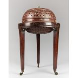 A 19TH CENTURY ENGLISH CENSER. A charming and rare example of a hand-crafted mahogany, brass, and