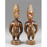 A LATE 19TH/EARLY 20TH CENTURY PAIR OF YORUBA TWIN FIGURES (ERE IBEJI). Yoruba People, Nigeria.