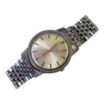 OMEGA, A VINTAGE STAINLESS STEEL SEAMASTER GENTS WRISTWATCH silver tone dial with gilt number