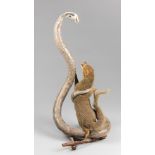 A 20TH CENTURY TAXIDERMY MOUNT OF A MONGOOSE IN BATTLE WITH A COBRA. (h 60cm). Provenance: Private