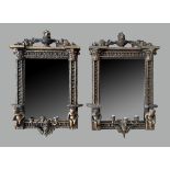 A 19TH CENTURY PAIR OF GIRANDOLE MIRRORS. Hand crafted with gesso over pine, original aged mirror