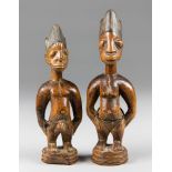 A LATE 19TH/EARLY 20TH CENTURY PAIR OF YORUBA TWIN FIGURES (ERE IBEJI). Yoruba People, Nigeria.