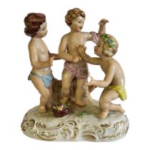 A MEISSEN STYLE EARLY 20TH CENTURY WALLENDORF OF THURINGIA PORCELAIN GROUP Allegorical semiclad