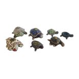 A COLLECTION OF VINTAGE CHINESE CLOISONNE NOVELTY TURTLE BOXES Each having detachable shells.