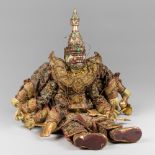 A LATE 19TH/EARLY 20TH CENTURY GILTWOOD AND SEQUIN-ADORNED BURMESE MARIONETTE (STRING PUPPET).