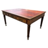 MANNER OF GILLOWS, A 19TH CENTURY MAHOGANY PARTNER’S WRITING TABLE, with tooled Moroccan leather top