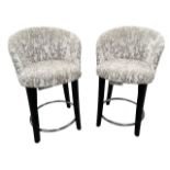 A PAIR OF WYCHWOOD DESIGN UPHOLSTERED BAR STOOLS. (h 67cm x d 46cm x w 53cm) PLEASE NOTE: YOU CAN