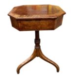 A 19TH CENTURY REGENCY MAHOGANY AND BURR WALNUT TRIPOD SIDE TABLE With single drawer. (h 71cm x d