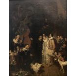 AN 18TH/19TH CENTURY OIL ON CANVAS VISIT TO RUBENS STUDIO, OF ISABELLA CLARA EUGENIA & ARCH DUKE