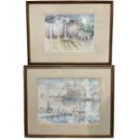 BERNARD PHILIP BATCHELOR, R.W.S., 1924 - 2012, TWO WATERCOLOURS Titled ‘Misty Morning In The Port (