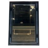 PIERRE VANDEL PARIS, A 1970s black lacquered and gilt mirror labelled to the frame 89.5cm x 60cm