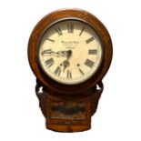 IRISH INTEREST, WILLMAN BROS, A 19TH CENTURY MARQUETRY WALL HANGING DROP DIAL CLOCK White enamel