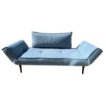 HEALS, AN CONTEMPORARY DAYBED With adjustable end, raised on turned legs. (h 37cm x d 69cm x w