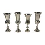 JUDAICA INTEREST, TWO PAIRS OF GEORGE V SILVER KIDDUSH CUPS, HALLMARKED MOSES SALKIND & CO.,