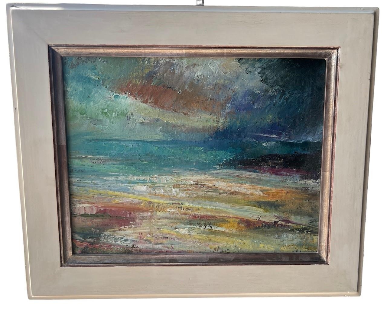 CLOE CLOHERTY, B. 1964, OIL ON LINEN Seascape, titled ‘Western Isles’, framed. (sight 38cm x 48.5cm, - Bild 2 aus 4