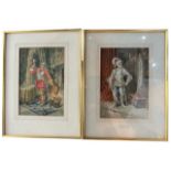 SIDNEY GEORGE CATTERMOLE, A PAIR OF 19TH CENTURY WATERCOLOURS Titled ‘Arming For The Tournament’,