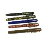 BROWN & BIGELOW REDIPEN, NO. 2 FOUNTAIN PEN HAVING 14CT GOLD NIB, TOGETHER WITH FOUR OTHER