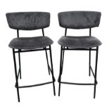 A PAIR OF CALLIGARIS UPHOLSTERED BAR STOOLS. (h 95cm x d 46cm x w 45cm) PLEASE NOTE: YOU CAN VIEW