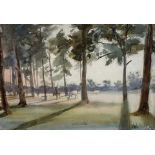 JOSEPH POOLE ADDEY, 1852 - 1922, IRISH, ‘NOVEMBER IN RICHMOND PARK, SURREY’, WATERCOLOUR ON PAPER, A