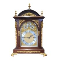 R. PORTER OF LONDON, A LARGE 19TH CENTURY MAHOGANY AND BRASS BRACKET/DIRECTOR'S CLOCK Having twin