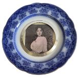 AN UNUSUAL VICTORIAN SILVER AND WEDGWOOD POTTERY CIRCULAR PHOTOGRAPH FRAME Hallmarked Birmingham,