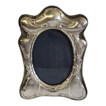 AN ART NOUVEAU DESIGN SILVER PHOTOGRAPH FRAME Embossed organic for, decoration and velvet easel